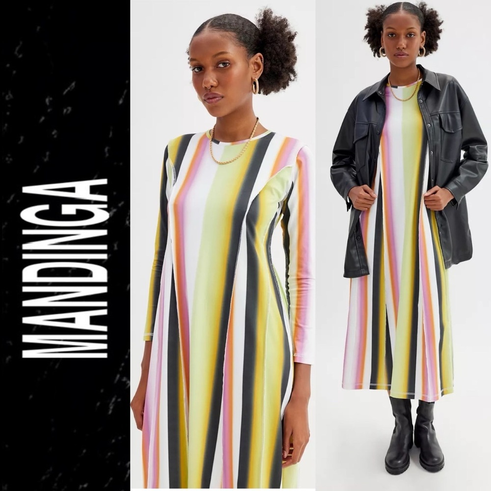 NWOT Mandinga x Free People Ipa Long Sleeve Stripe Midi Dress small - Picture 2 of 12
